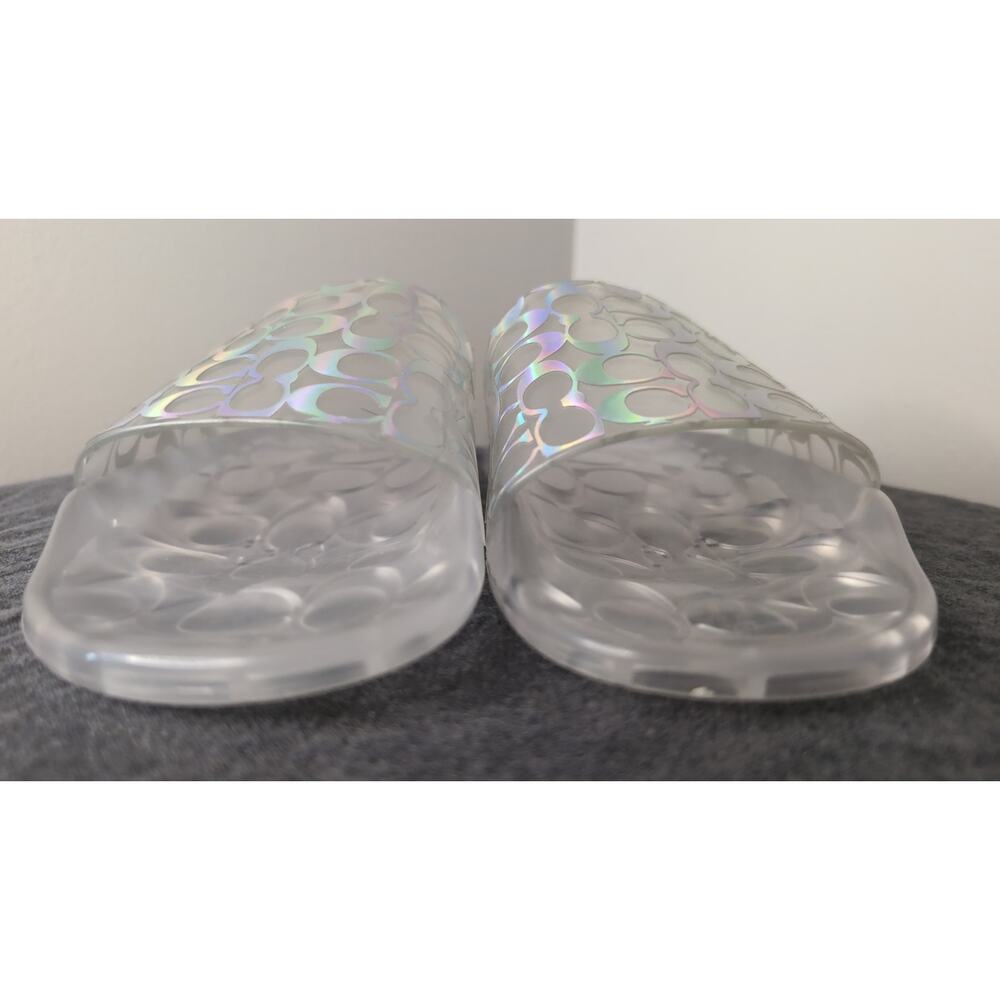 Coach Holographic Slide Sandals Size 9B Jelly Logo Pool Slides NWOT - Picture 2 of 8